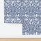 Woodland Blue Birds Traditional Block Print Botanical Floral Victorian Garden Custom Removable Wallpaper by Spoonflower Peel & Stick Wallpaper 2FT Wide